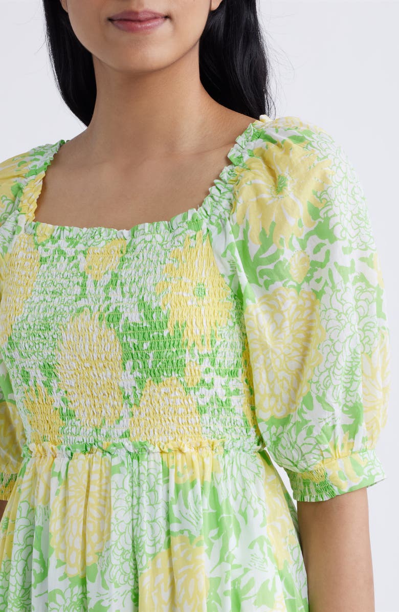 Lilly Pulitzer<sup>®</sup> Hadly Floral Print Smocked Dress, Alternate, color, Crocodile Green Mumbo Jumbo