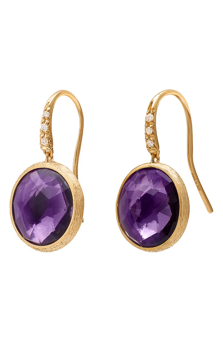Marco Bicego Jaipur Amethyst & Diamond Drop Earrings, Main, color, Gold/ Diamond/ Amethyst