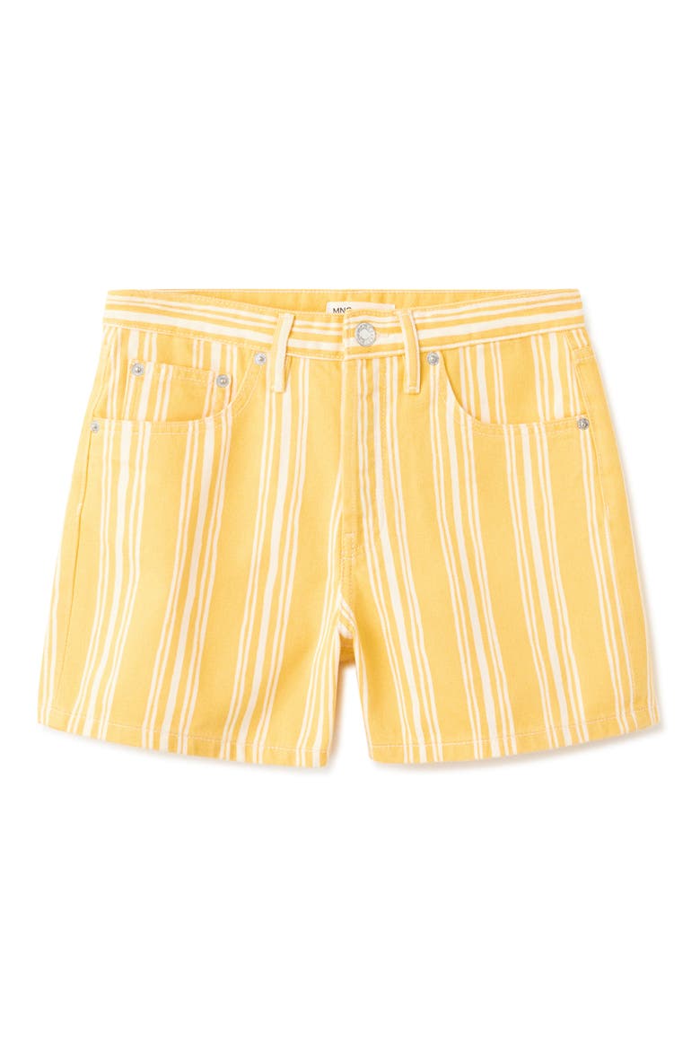 Striped Straight Fit Denim Shorts, Alternate, color, YELLOW