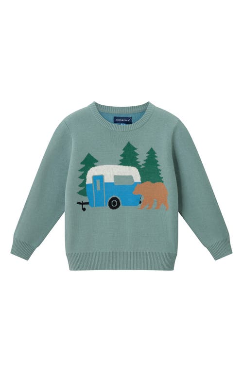 Andy & Evan Kids' Cotton Crewneck Sweater In Green