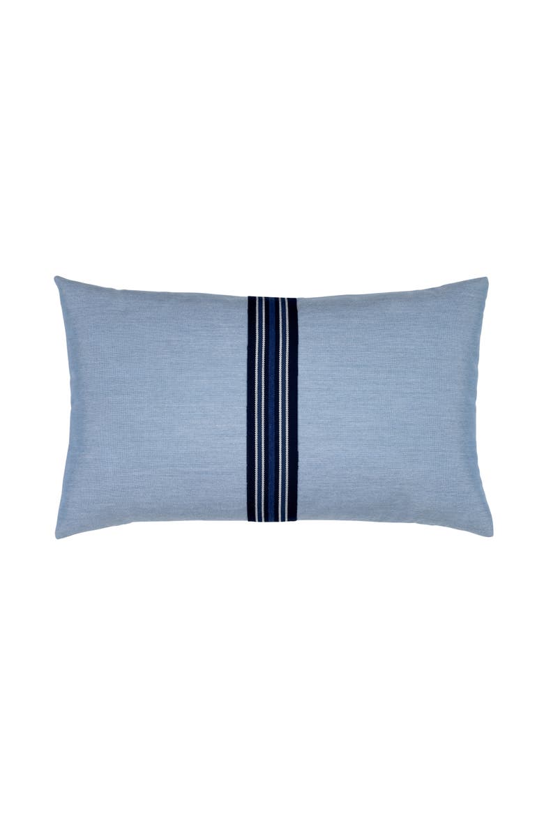 Ocean Banded Indoor & Outdoor Woven Accent Pillow, Main, color, Ocean