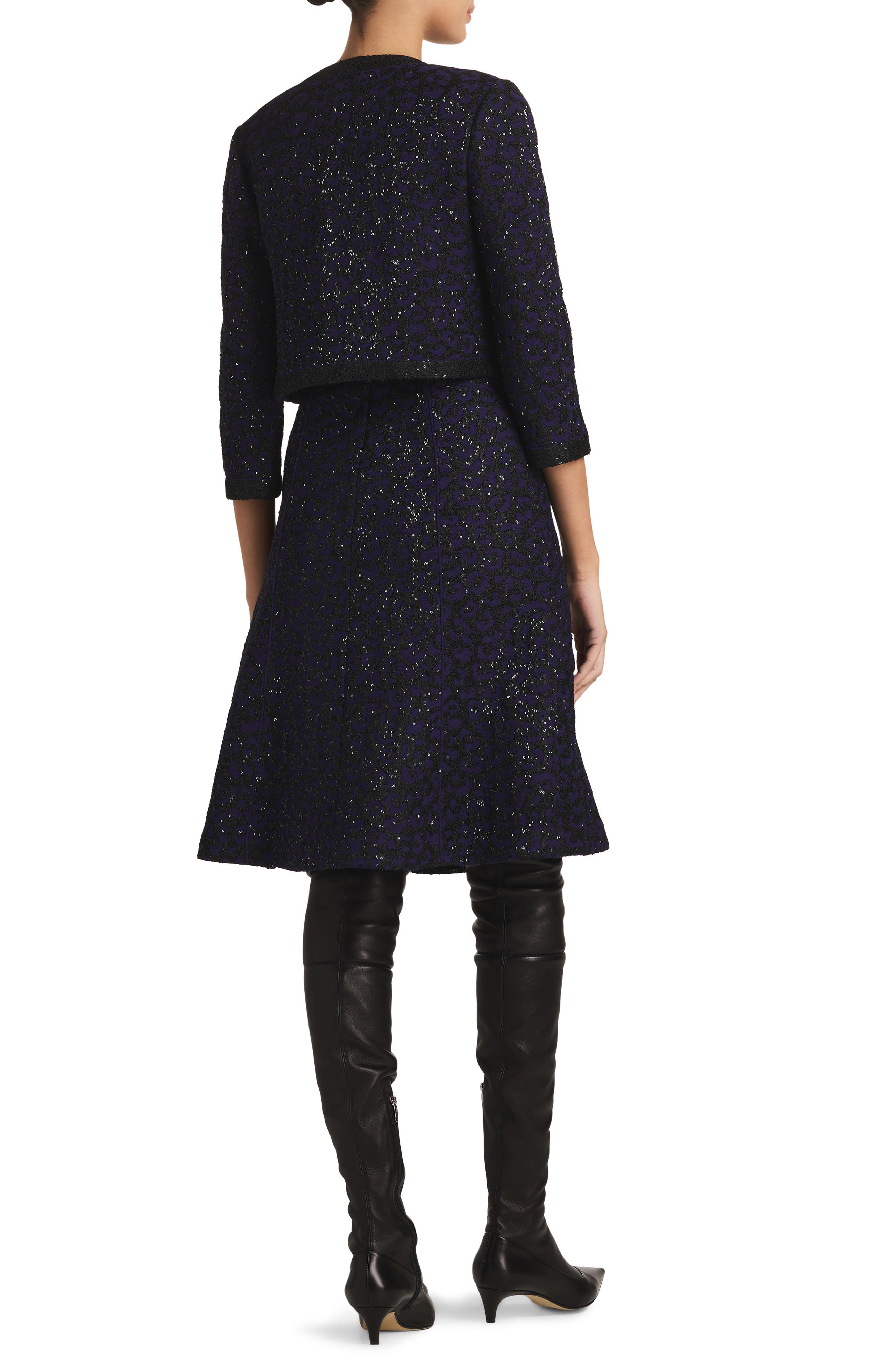 Sequin Leopard Jacquard Crop Jacket - image 2