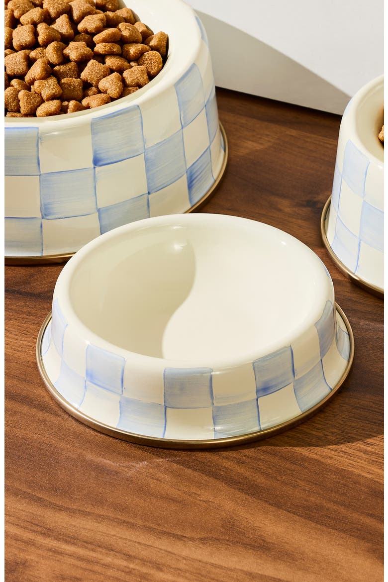 Sky Check Small Pet Dish, Alternate, color, BLUE