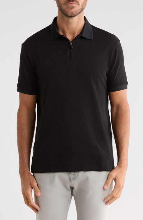 Geo Textured Quarter Zip Polo