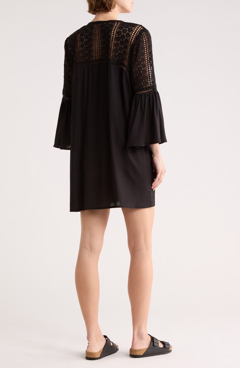 BOHO ME Lace Crochet Tunic Coverup, Alternate, color, Black