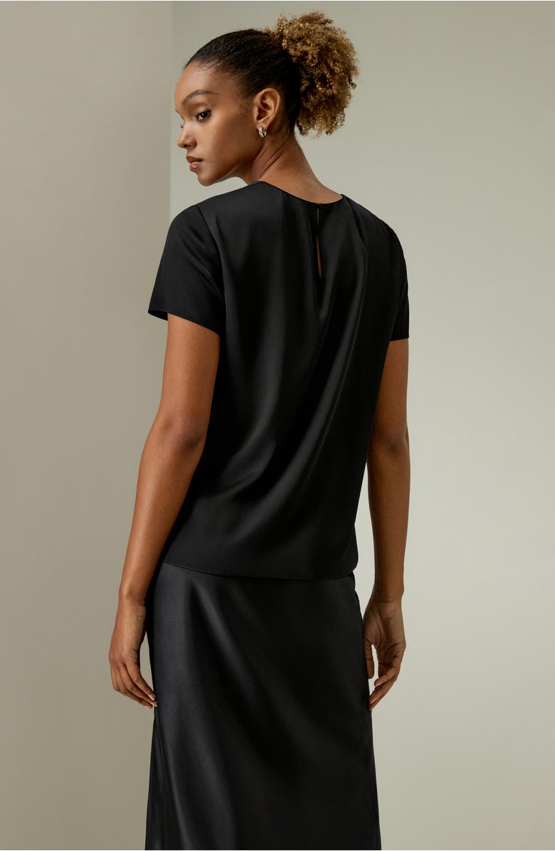 Lilysilk Basic Silk T Shirt, Alternate, color, Black