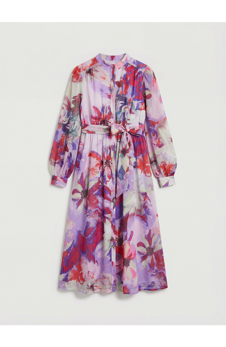 Wallis Floral Print Organza Midi Shirt Dress, Alternate, color, Pink
