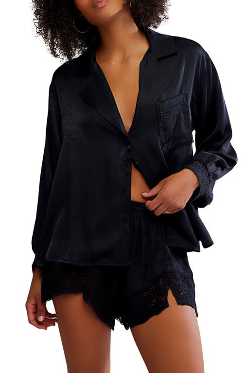Free People Midnight Muse Pajama Shorts In Black