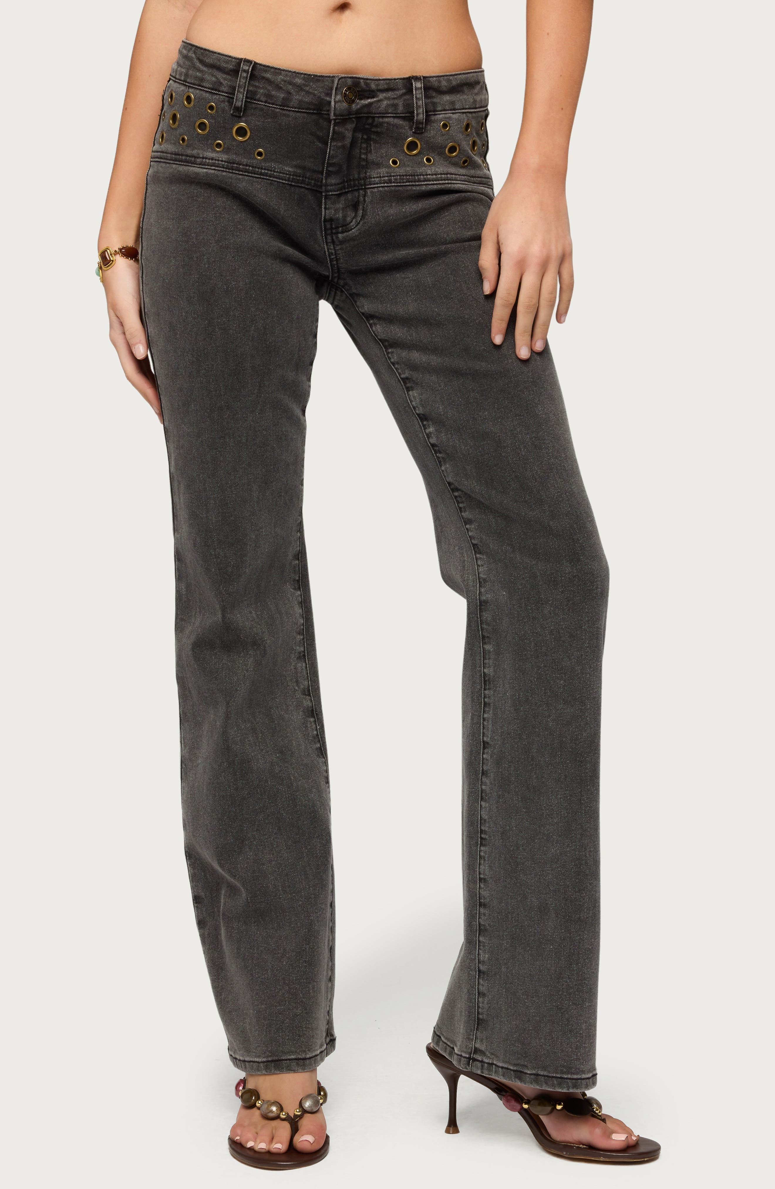 Grommet Straight Leg Jeans