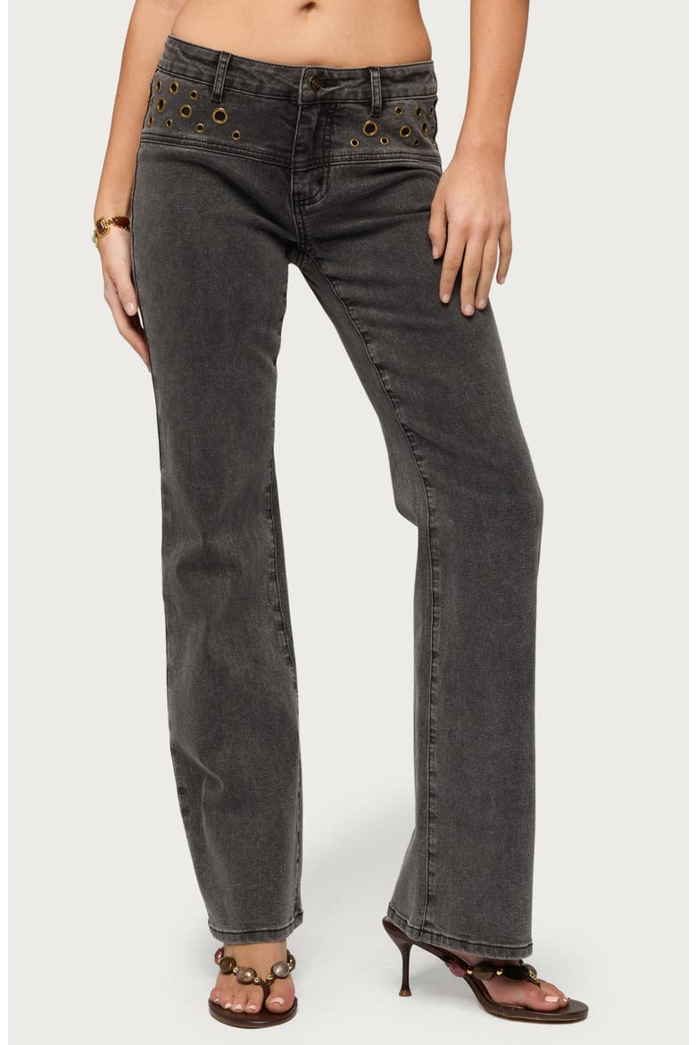 Grommet Straight Leg Jeans, Main, color, BLACK-WASHED