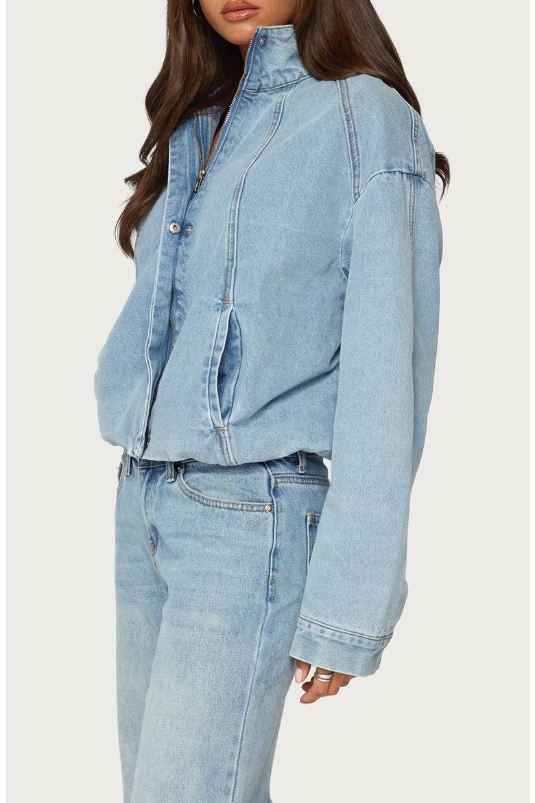 Jaysi Denim Bomber Jacket, Alternate, color, BLUE-WASHED