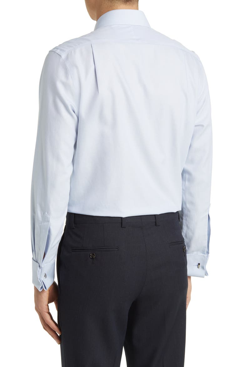 Non-Iron Clifton Weave Cutaway Slim Fit Shirt Double Cuff, Alternate, color, LIGHT BLUE