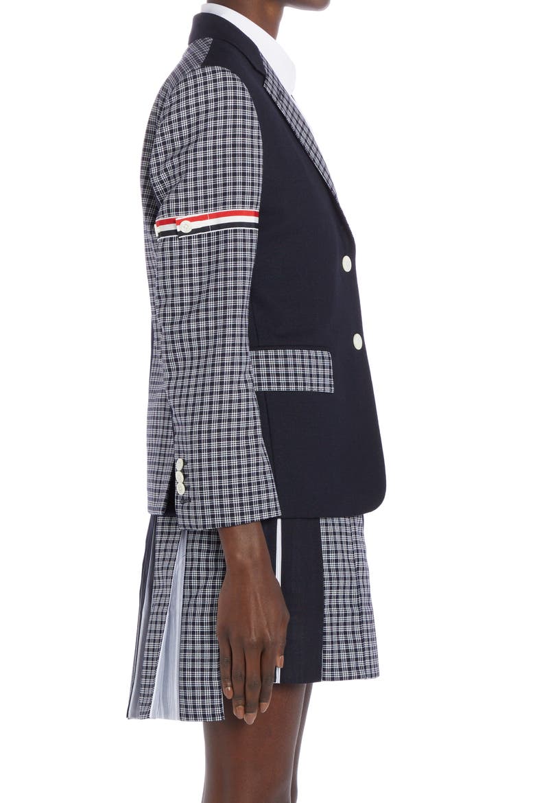 Classic Micro 4-Bar Check & Wool Fresco Jacket, Alternate, color, NAVY