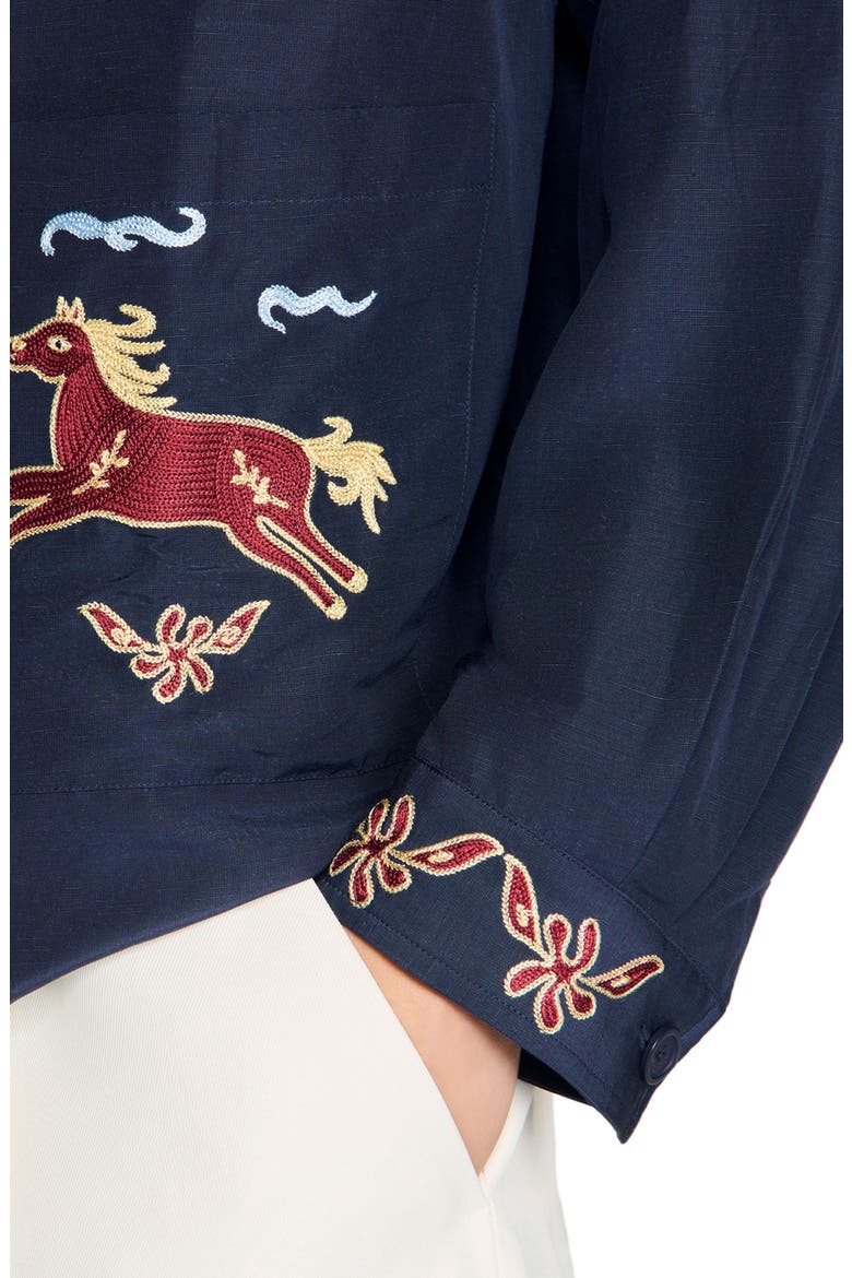 Embroidered wing collar jacket, Alternate, color, Navy blue
