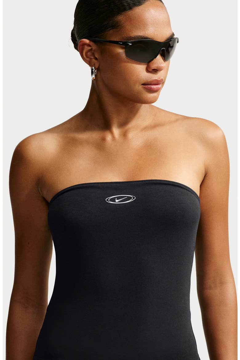Performance Strapless Tube Top, Alternate, color, BLACK/ METALLIC SILVER