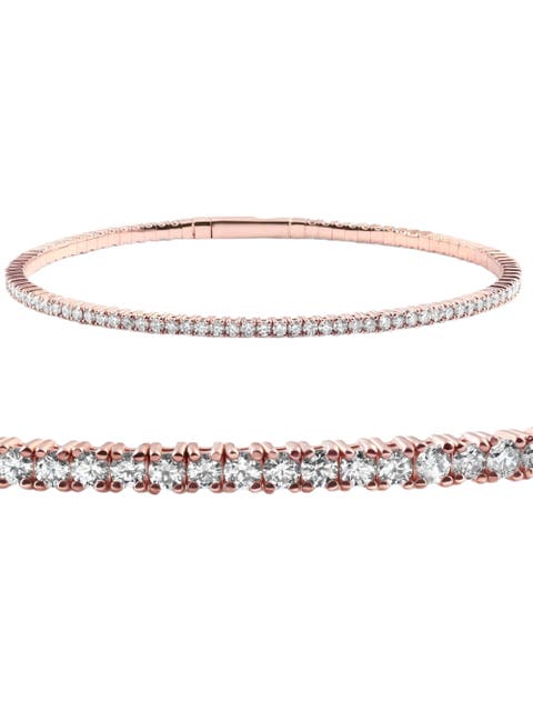 2 - 10Ct TW Flexible Diamond Bangle Tennis Bracelet Lab Grown 14k Gold