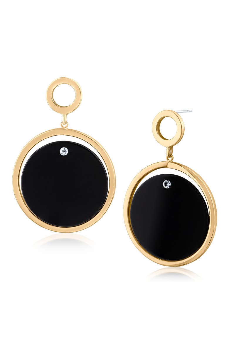Open Circle Drop Earrings, Main, color, BLACK/ GOLD
