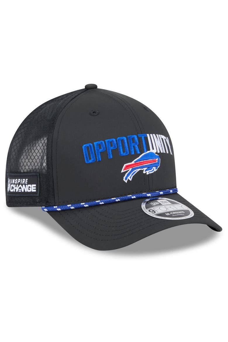 Men's New Era Black Buffalo Bills 2025 Inspire Change 9FORTY M-Crown Adjustable Hat, Main, color, Black
