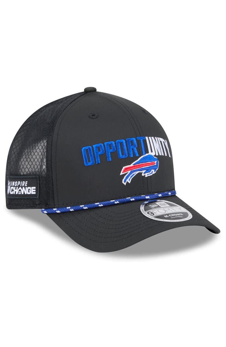 New Era Men's New Era Black Buffalo Bills 2025 Inspire Change 9FORTY M-Crown Adjustable Hat, Main, color, Black