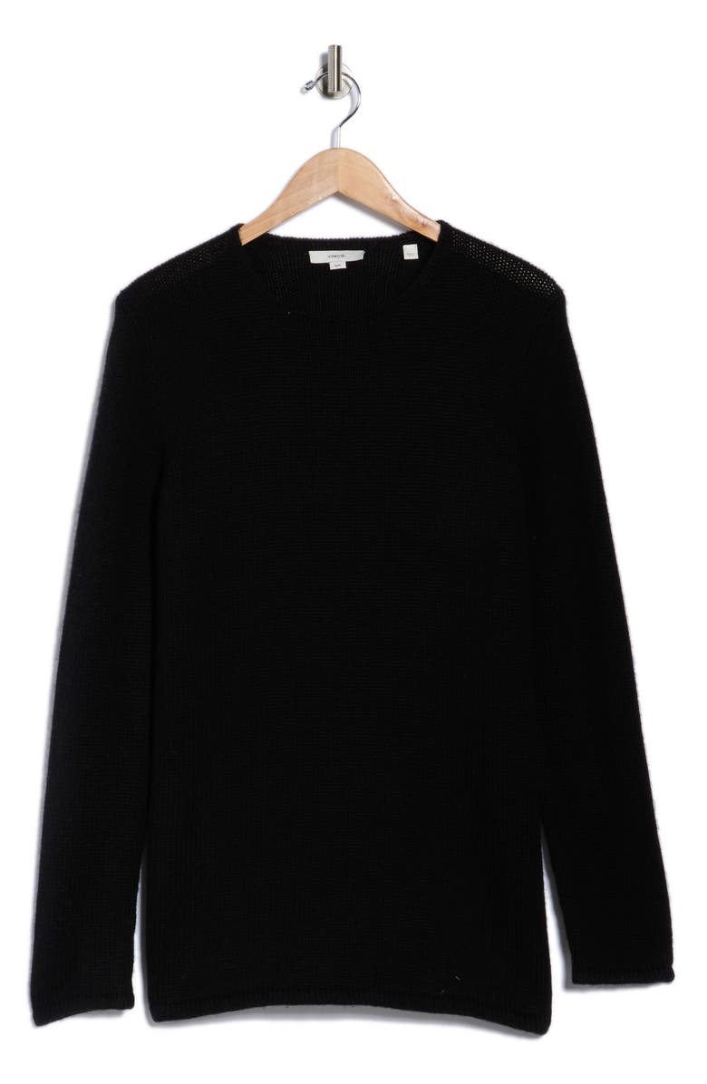 Vince Clean Trim Wool & Cashmere Blend Tunic Sweater, Alternate, color, Black