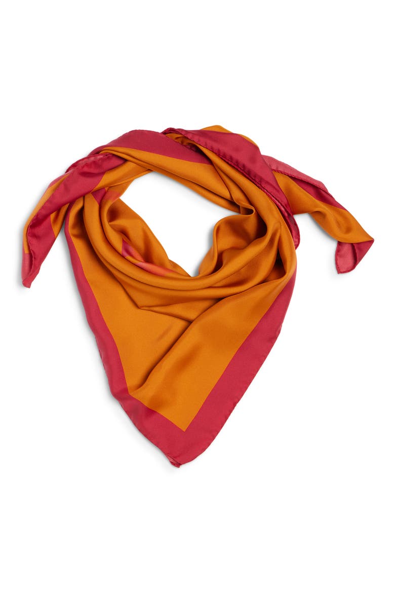 Silk Square Scarf, Alternate, color, 7573 ORANGE/ RED