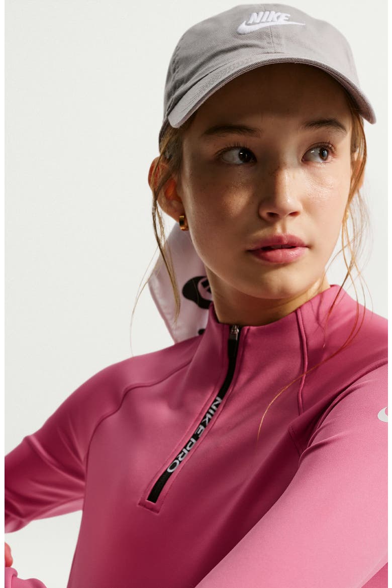 Pro Dri-FIT Half Zip Long Sleeve Top, Alternate, color, PEONY/ PEONY/ WHITE