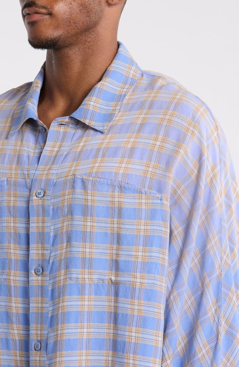 Represent Santa Monica Flannel Button-Front Shirt, Alternate, color, Drift Blue