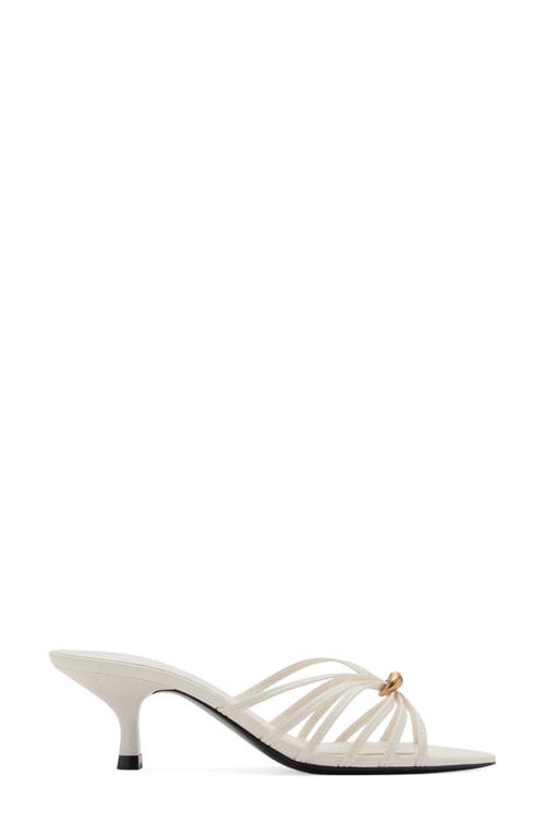 Mango Metallic Detail Kitten Heel Slide Sandal In White