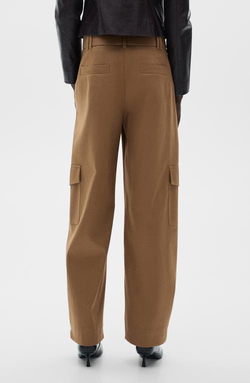 Mango Cargo Straight Leg Pants In Medium Brown