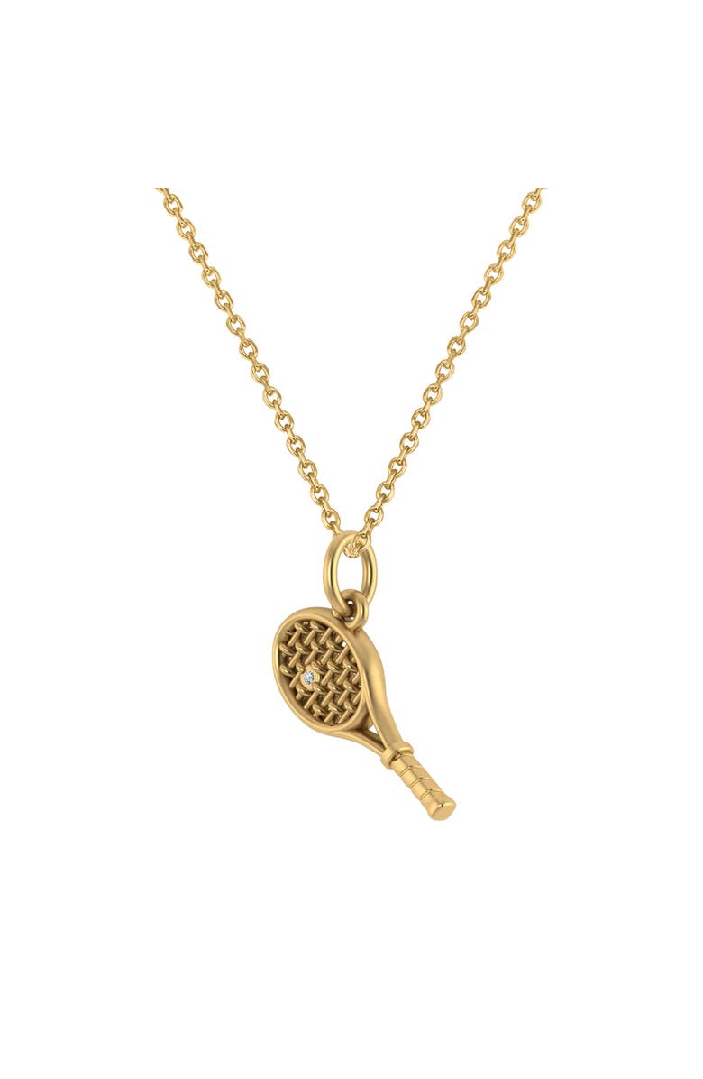 ALLUREZ Tennis Racket With Diamond Ball Charm Pendant Necklace 14K, Alternate, color, Yellow Gold