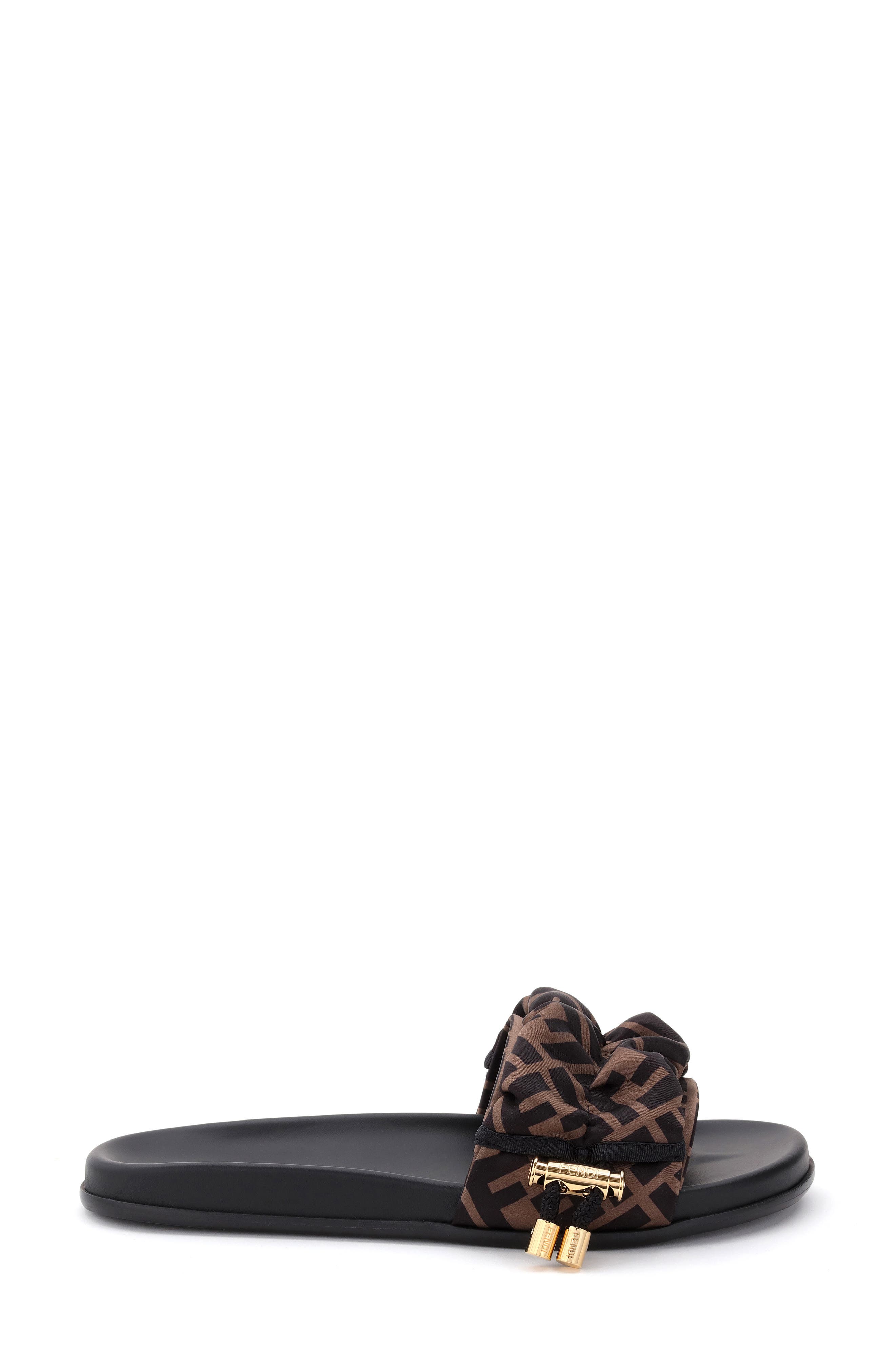 Fendi x Sarah Coleman FF Vertigo Slide Sandal, Alternate, color, Tobacco/Black