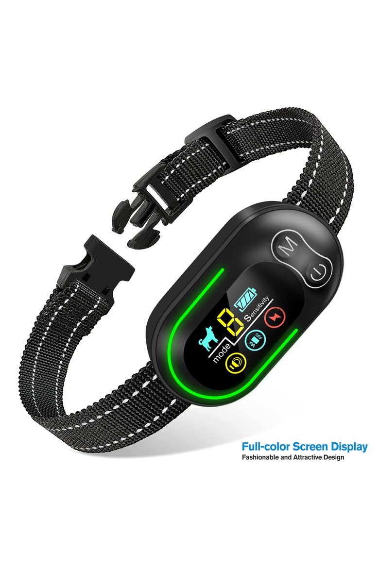 Digi-Bark LED 5-Level Sensitivity and 6-Step Automated Beep Vibration and Stimulation Antibark Dog Collar, Alternate, color, BLACK
