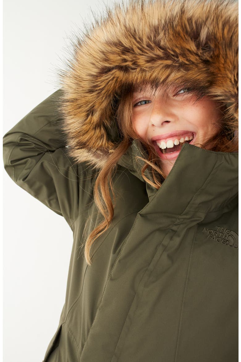Greenland Waterproof 550 Fill Power Down Jacket with Faux Fur Trim, Alternate, color, NEW TAUPE GREEN