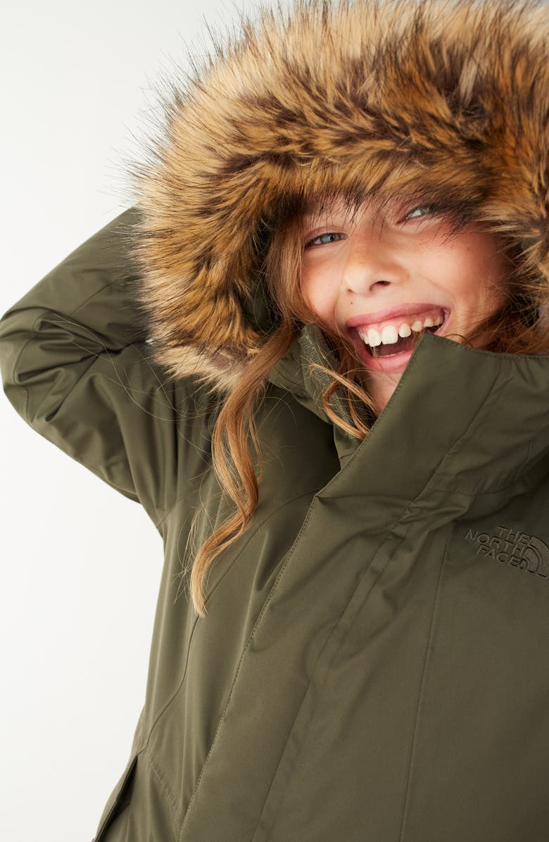 The North Face Greenland Waterproof 550 Fill Power Down Jacket with Faux Fur Trim, Alternate, color, 