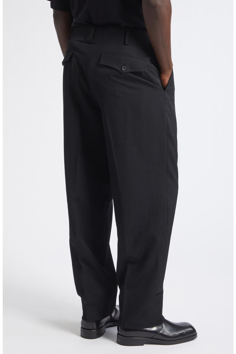 Gabardine Double Pleated Wide Leg Pants, Alternate, color, BLACK