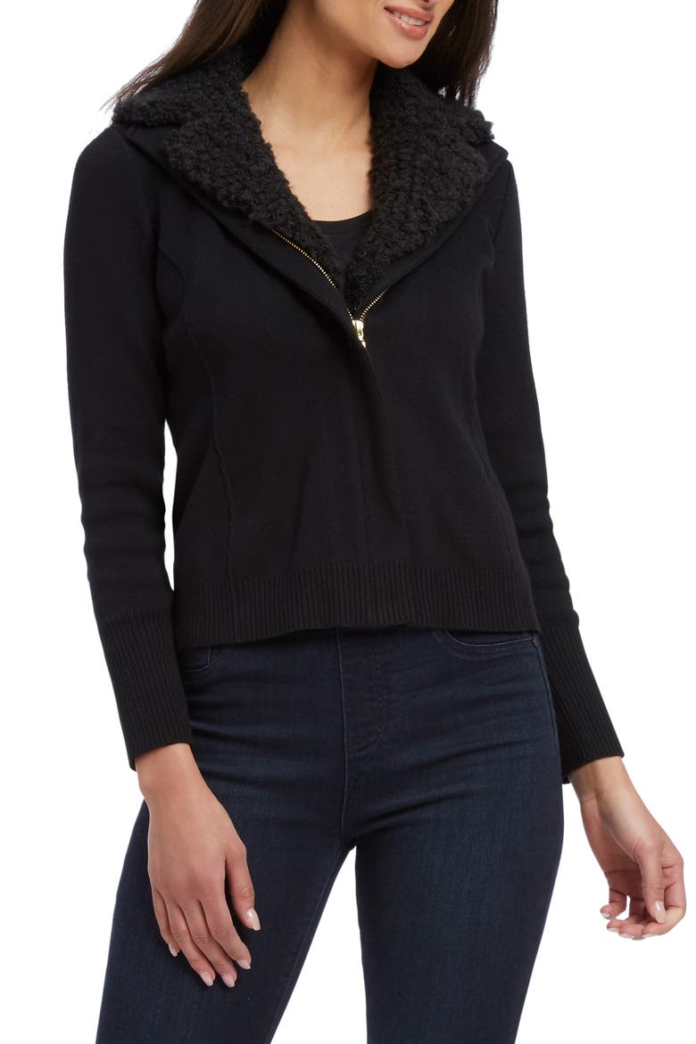 Zip-Up Cardigan, Main, color, BLACK ONYX
