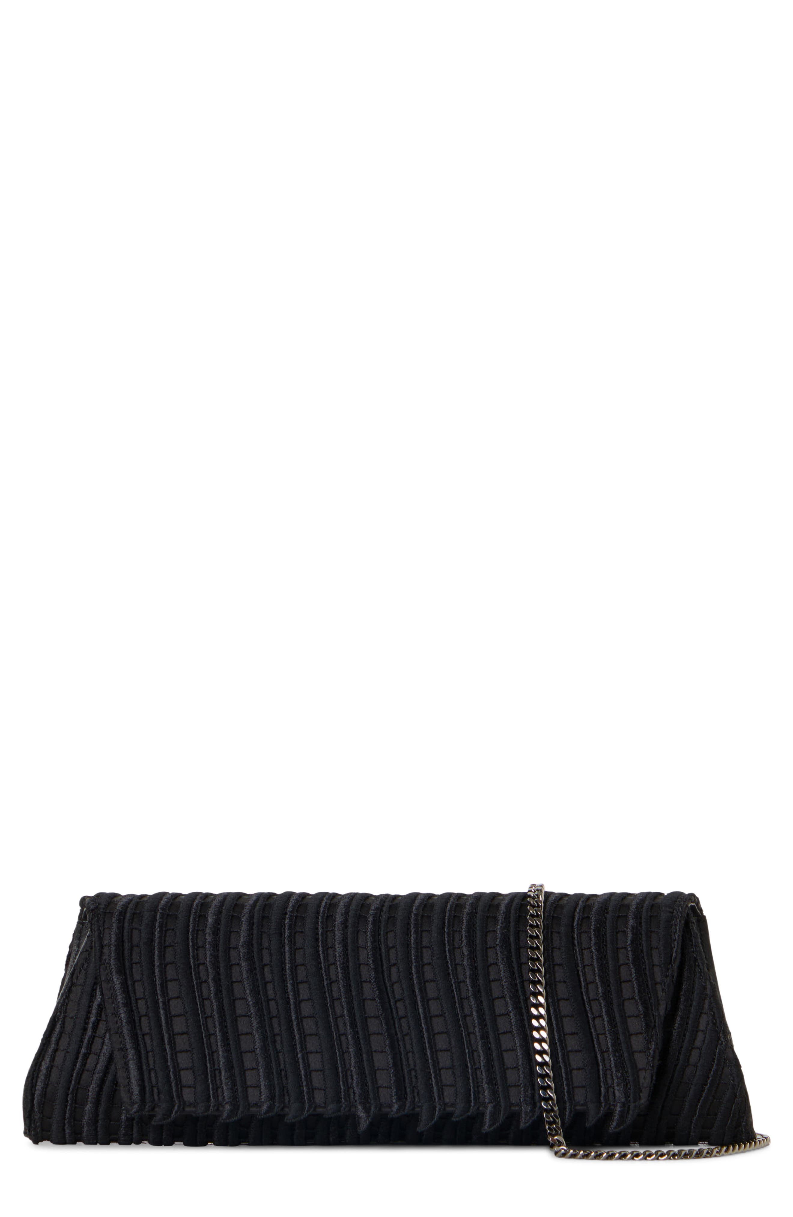 Akris Small Anouk Ladder Stitch Lace East/West Clutch, Main, color, Black