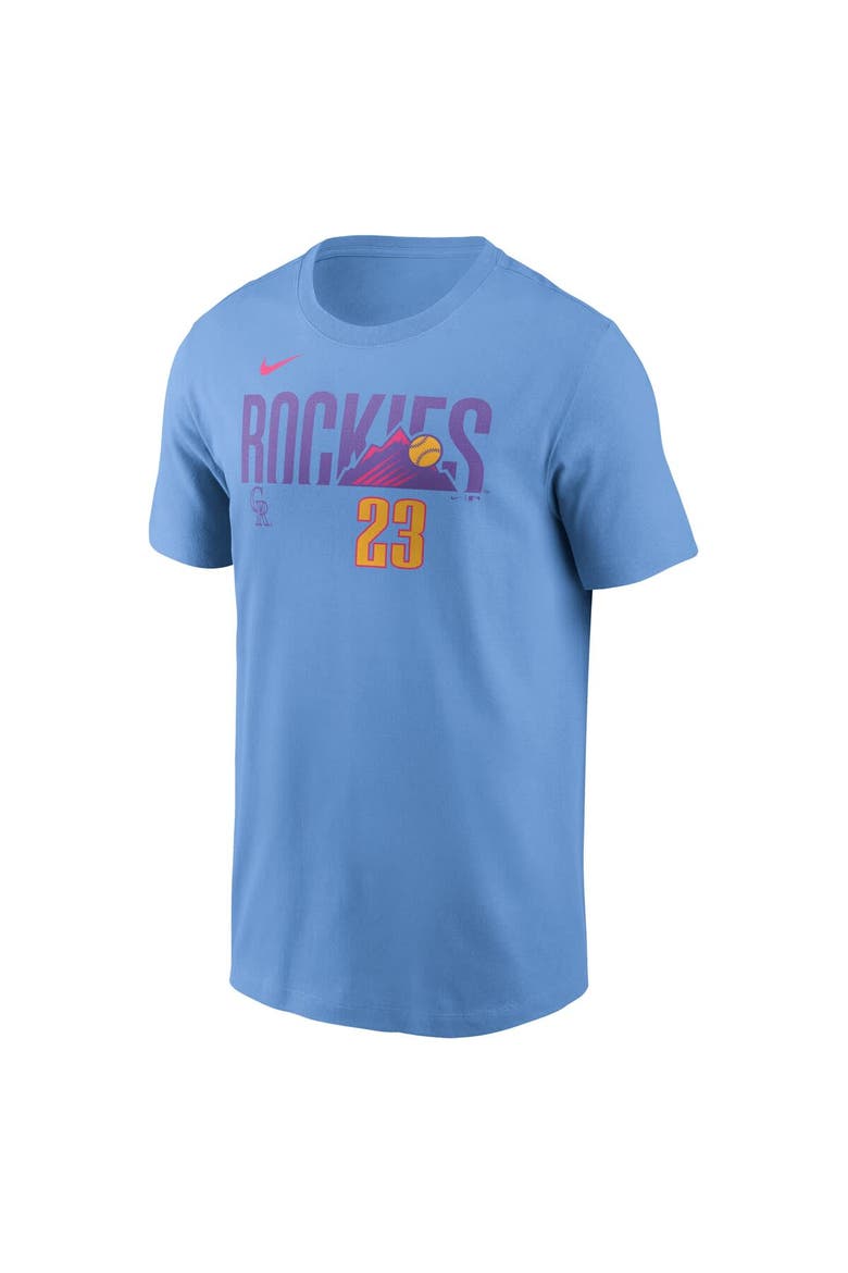 Men's Nike Kris Bryant Light Blue Colorado Rockies 2025 City Connect Fuse Name & Number T-Shirt, Alternate, color, Light Blue