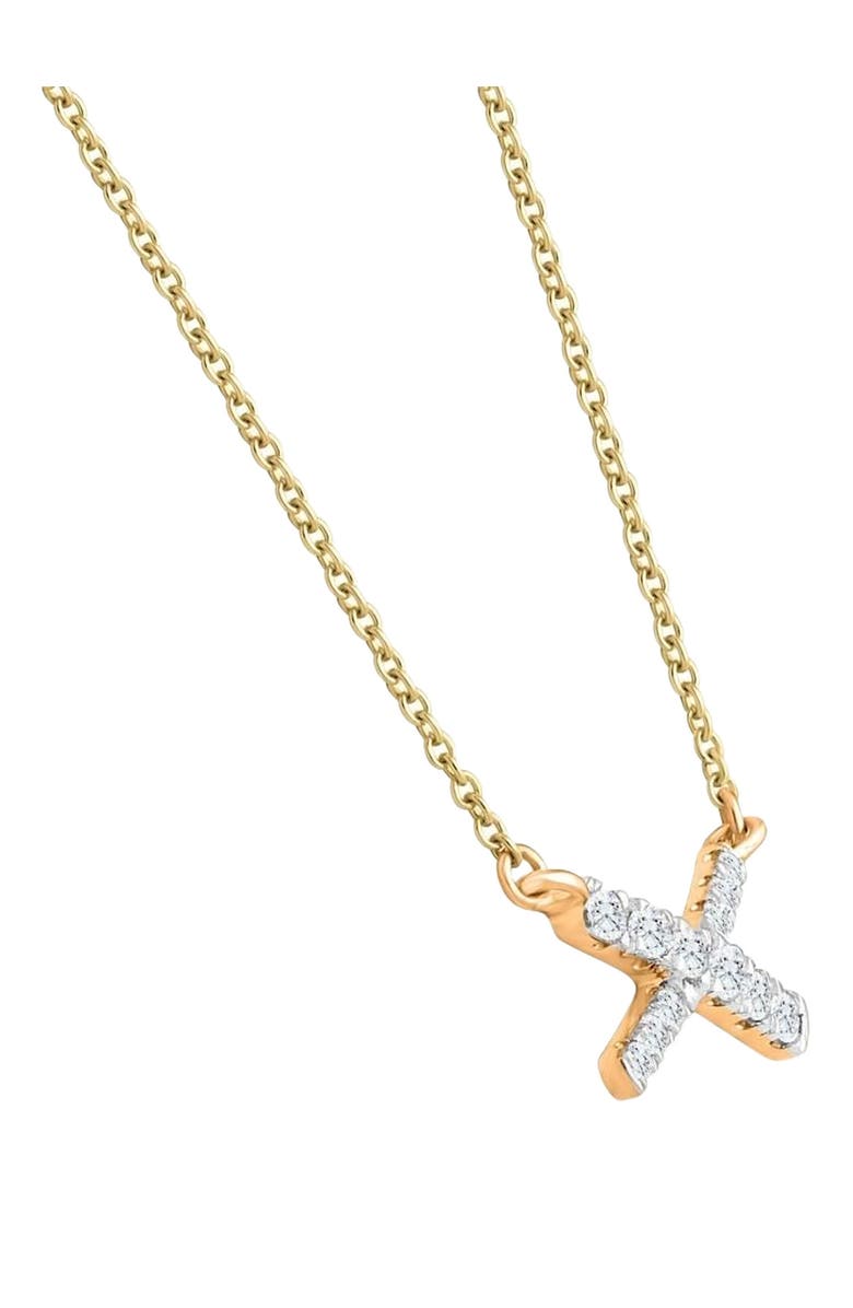 Bliss Diamond 1/5Ct TW Diamond X Cross Pendant Gold Women's Necklace 18" Lab Grown, Alternate, color, 