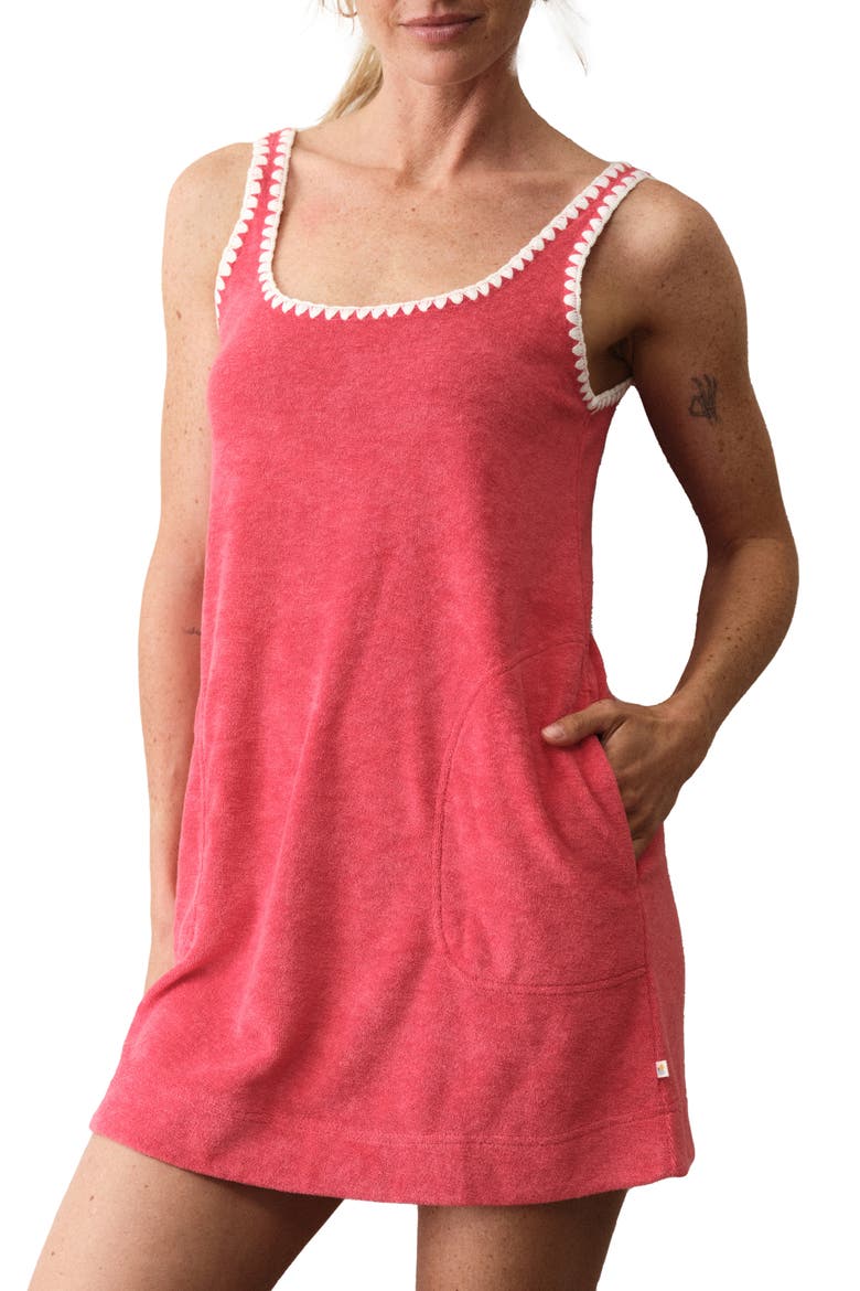 Whipstitch Detail French Terry Shift Dress, Alternate, color, RED