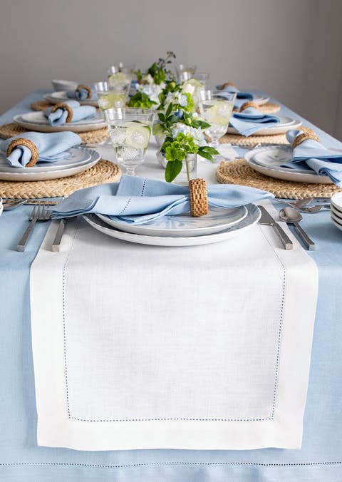 Linen Table Runner - Classic Hemstitch