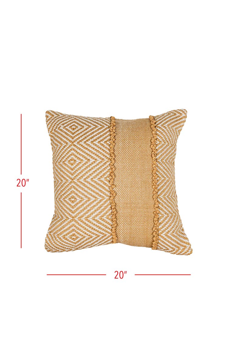 Foreside Home and Garden Waki Geometric Pattner Ochre Square Decorative Outdoor Accent Throw Pillow, 20" x 20", Alternate, color, Yellow