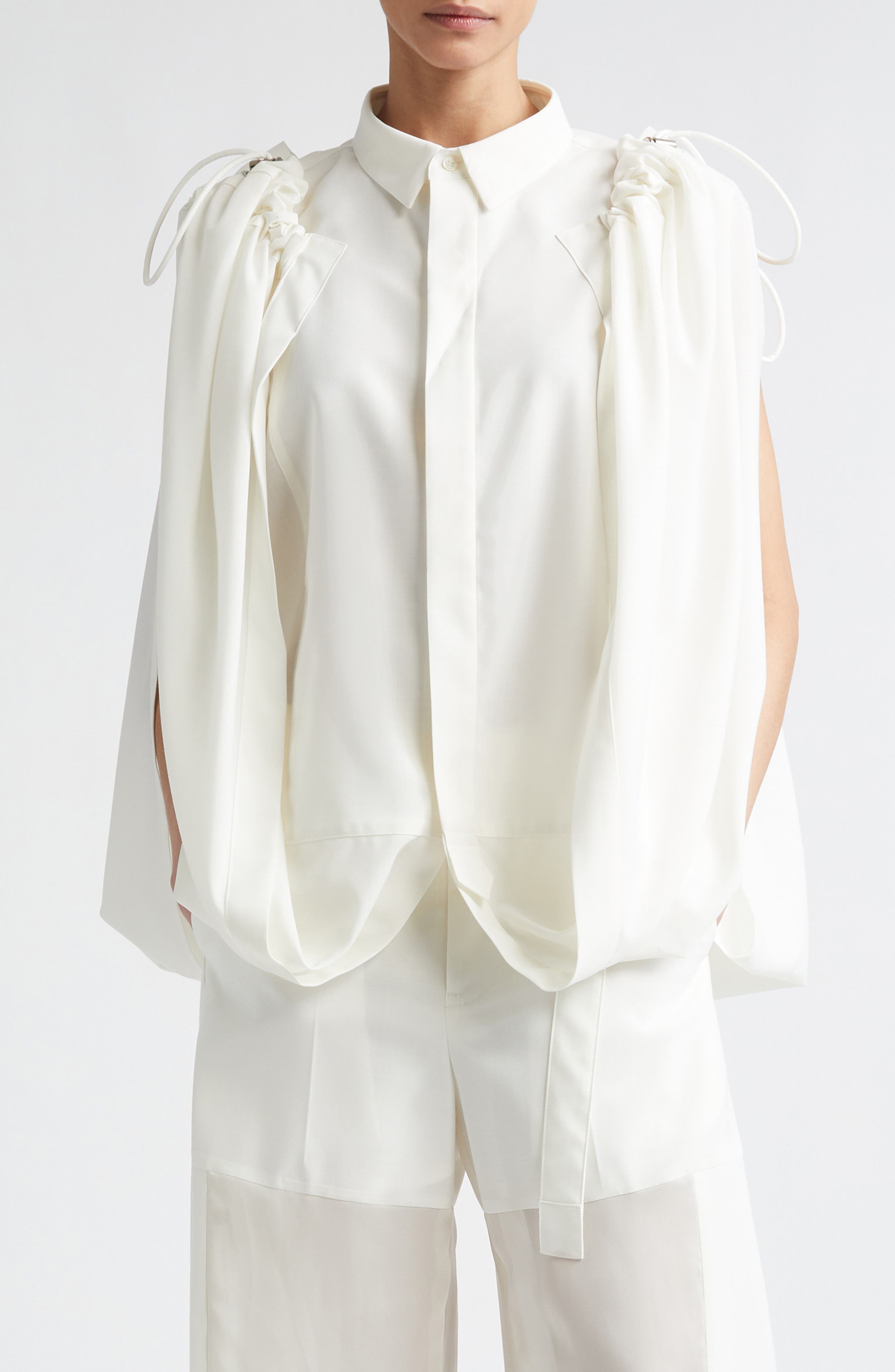 Suiting Button-Up Cape Shirt