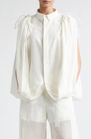 Sacai Suiting Button-Up Cape Shirt