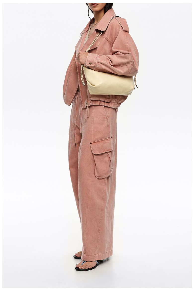Denim double-breasted jacket, Alternate, color, PEACH