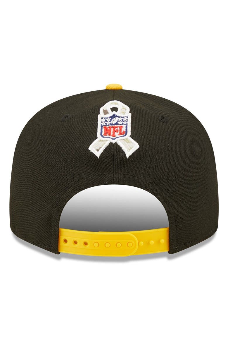 New Era Men's New Era Black/Yellow Pittsburgh Steelers 2022 Salute To Service 9FIFTY Snapback Hat, Alternate, color,