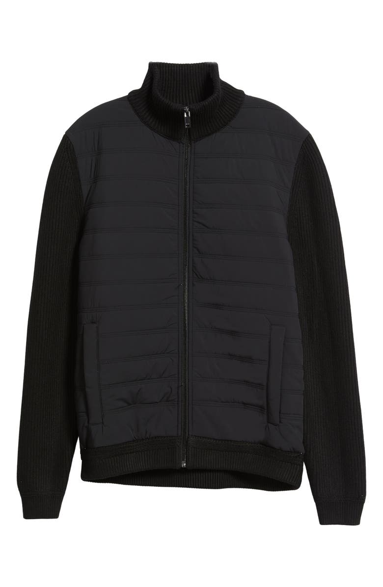 Reiss Townsend Hybrid Quilted & Rib Zip Jacket, Alternate, color, Black