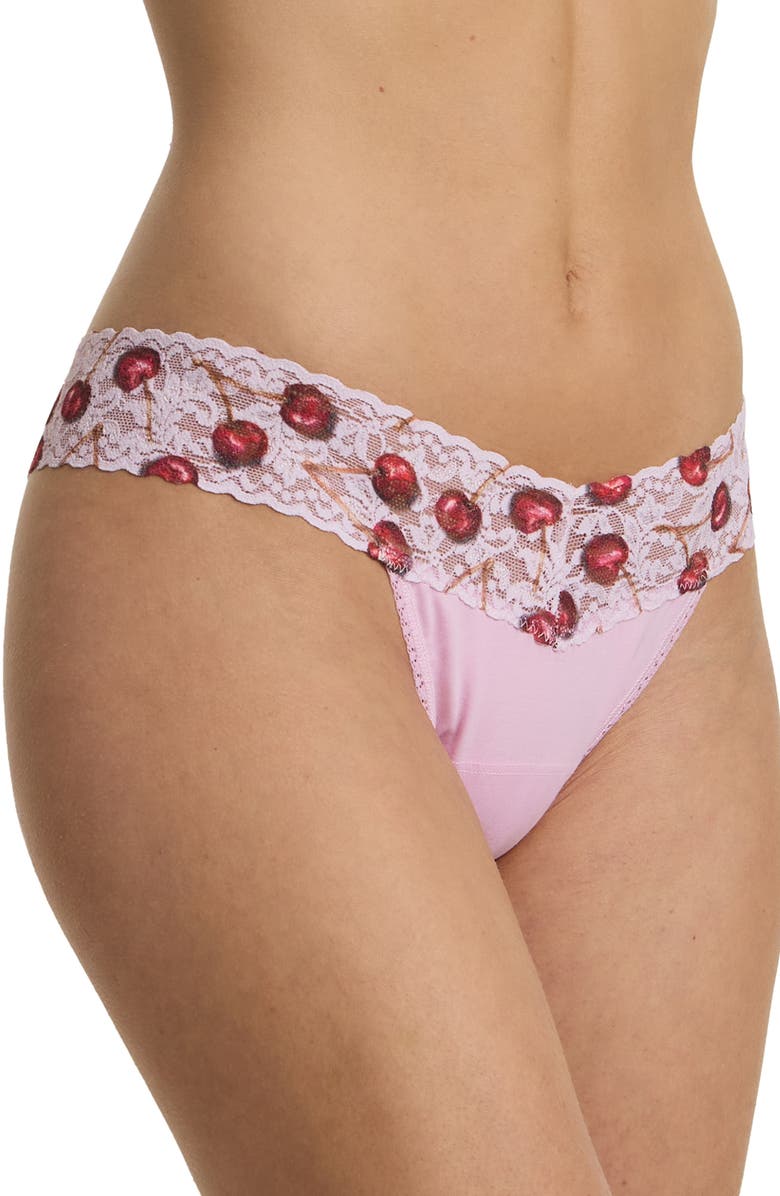 Hanky Panky Print Low Rise Thong, Alternate, color, Cherry Delight Pink