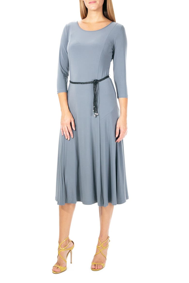Waist Belt Midi Dress, Main, color, SMOKE