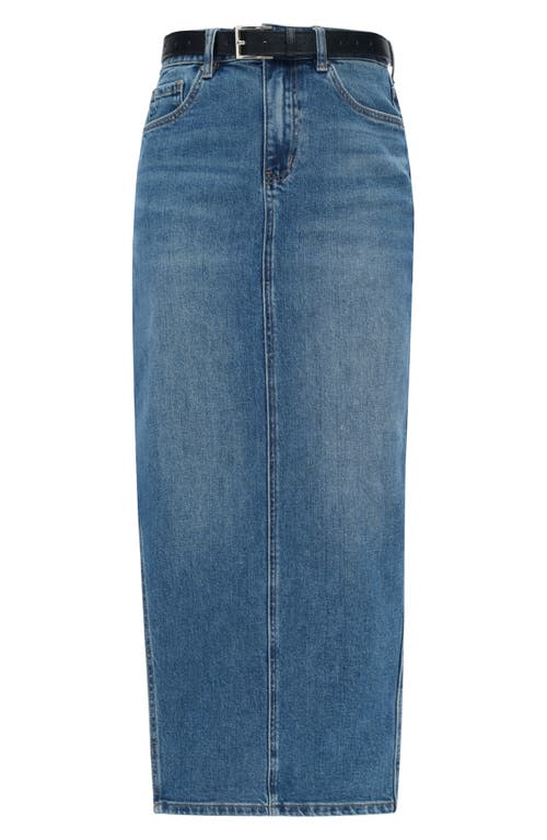 Bayeas Side Slit Denim Maxi Skirt In Blue